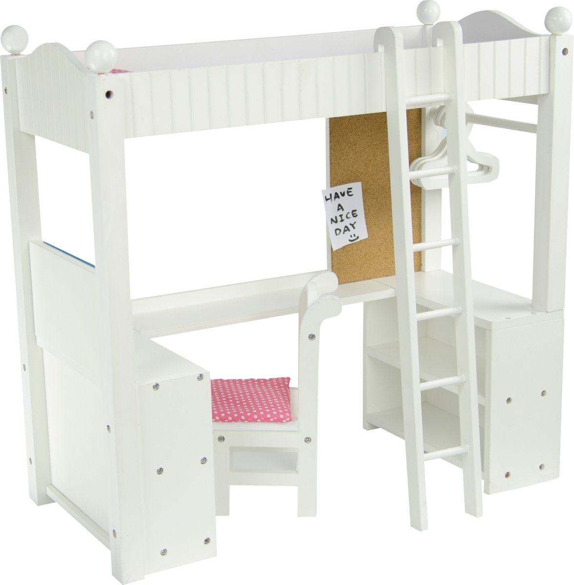 Houten bed met bureau voor poppen van 45 cm Olivias World TD-0204A